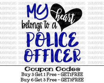 My heart belongs to a Police Officer svg Back the Blue svg My heart belongs to svg file PNG files for Silhouette Cameo svg files for Cricut