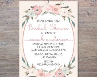 Printable Bridal Shower Invitation. Wine Shower Invitation.