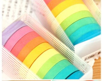 Rainbow washi tape, colorful paper tape, bullet journal accessories, BUJO, school supplies, planner decal, planner stickers, slim washi tape