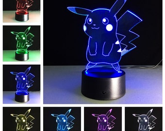 Pokemon LED Lamps - Pikachu, Charmander, Squirtle, Bulbsaur, Snorlax, Eevee, Sylveon, Charizard, Night Light Home Living Decor Gift