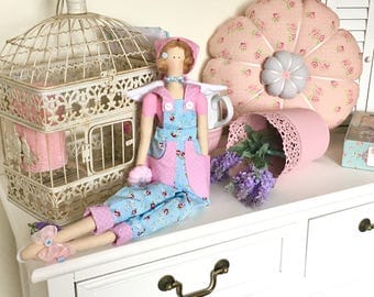 Tilda doll, blue tilda doll, tilda doll, tilda doll angel, tilda doll gardener, fabric doll, gift for girls, gift for her, home decor