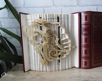 Book Art "Pachiderme" - decorative object from a book - Collection A open book