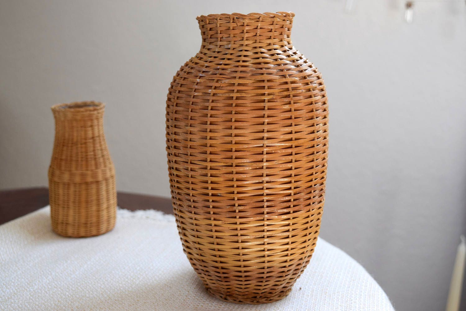 Vintage Woven Jar Vintage Rattan Jar Vintage Rattan Vase