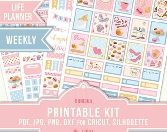 Printable Vertical, Paris Planner Stickers, Printable Planner Sticker, Printable Stickers, Erin Condren Planner, Weekly Sticker, 17044