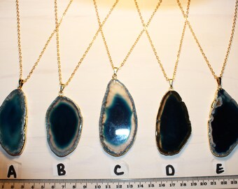 Geode Necklace // Agate Necklace // Select Color // Druzy Necklace // Druzy Jewelry // Agate Slice// Real Gold Plated Chain