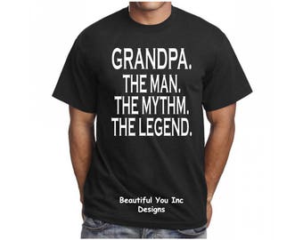 Father's Day Men's Shirt - Grandpa. The Man. The Myth. The Legend. Topography Design