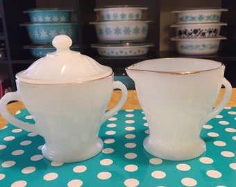 Anchor Hocking, Fire King, Cream and Sugar Set
