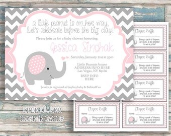 Elephant Baby Shower Invitation - Little Peanut - Printable Invitation