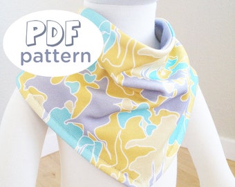 PDF Pattern, Baby Bib, Cowl Neck Bandana Bib, Baby Bib Pattern, One Size Fits All. Print out on paper from home.