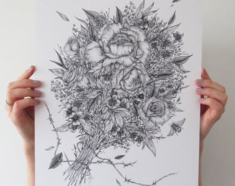 Bouquet Print A3 Fineliner