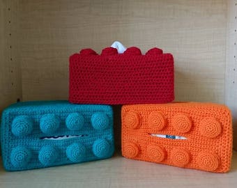 Lego tissue box cover, Lego, Crochet, tissue box cover, nerdy, home decor, birthday gift, Christmas gift, child gift, nursery decoration