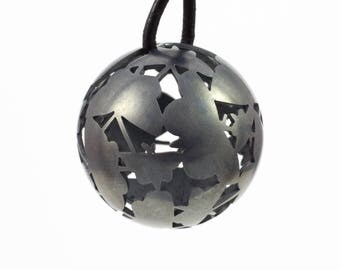 Blackened silver pendant Butterfly ball