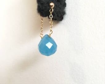 Swing Onion Earrings -Aqua- 14k Gold with Aqua Blue Chalcedony