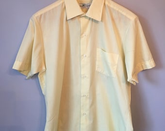 Men's Vintage Yellow Button-up Shirt 60s 70s