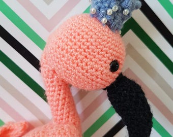 Handmade Crochet Amigurumi Toy Flamingo//Handmade//Selfmade//Crochet//Amigurumi//Toy/Flamingo//Crown//Baby//Babyflamingo