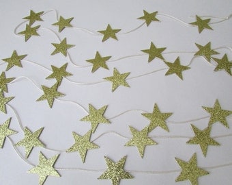 Gold Glitter Star Garland Christmas Tree Decor 8'