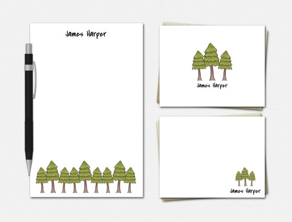 Personalized Pine Tree Stationery Set - Personalized Pine Tree Stationery - Stationery for Men - Men's Stationery - Pine Tree Stationery