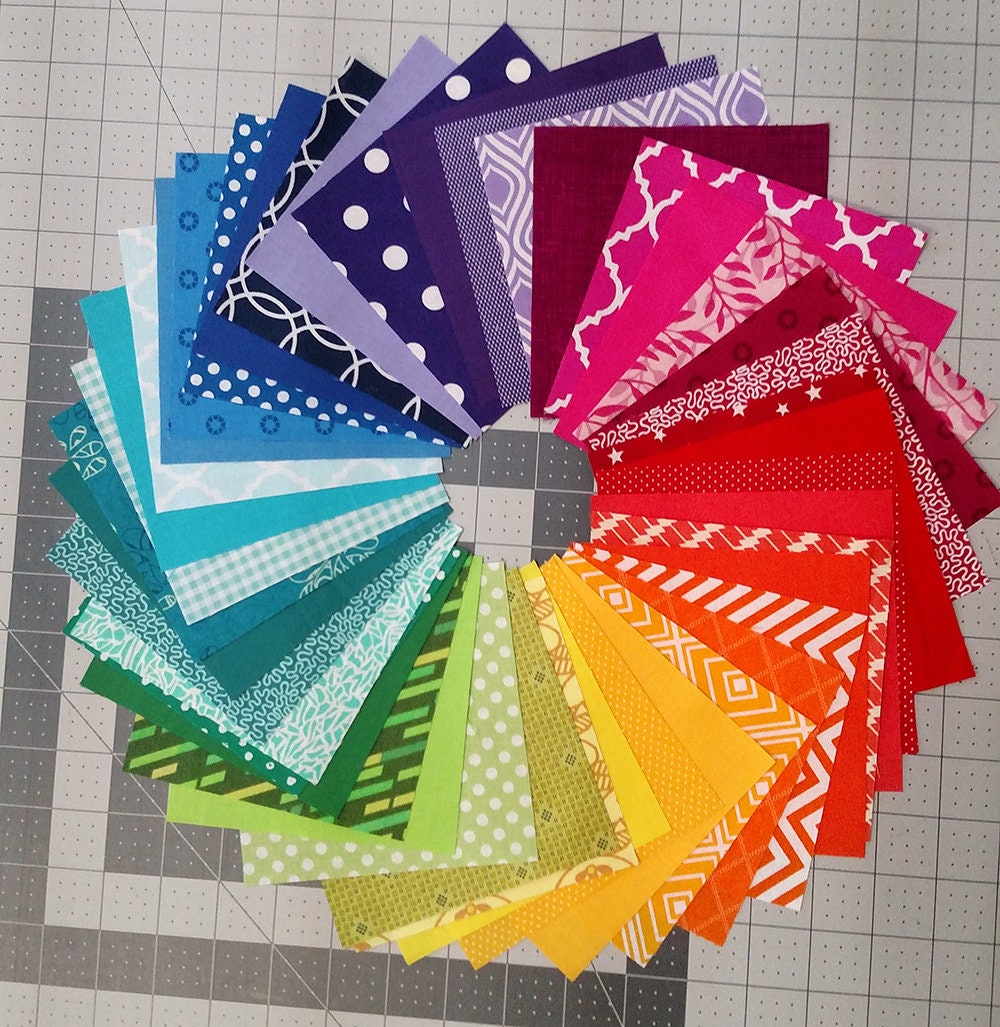 42 Color Wheel Charm Squares Quilting Fabric Bundle