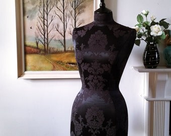 Home Decor Fabric Covered Display Mannequin Dressform Bust - Celia in Black