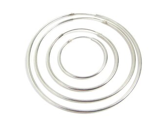 Silver Hoops - Silver Hoop Earrings - Silver Gypsy Hoops - Large Medium Small Hoops - 60mm 50mm 35mm 25mm 2.4" 2" 1.5" 1"