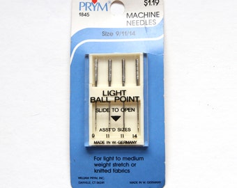 Supplies - Prym Light Ball Point Sewing Machine Needles, sizes 9/11/14