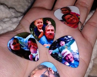 Photo Guitar Pick, Custom Photo Guitar Pick, Personalized Guitar Pick, Guitar Picks, Gifts for Dad, Keepsake Gift, Photo with Text Double Si