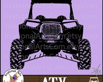 ATV Off-road Vehicle 2 person - 1 Eps & 1 Svg Vinyl Ready Image and 1 Png clipart graphics files Front View {Instant Download}