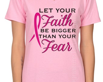 Breast Cancer Survivor Shirt, Breast Cancer Shirt, October Pink Ribbon Shirt, Support Breast Cancer Walk, Plus Size V neck,Hope Faith ribbon