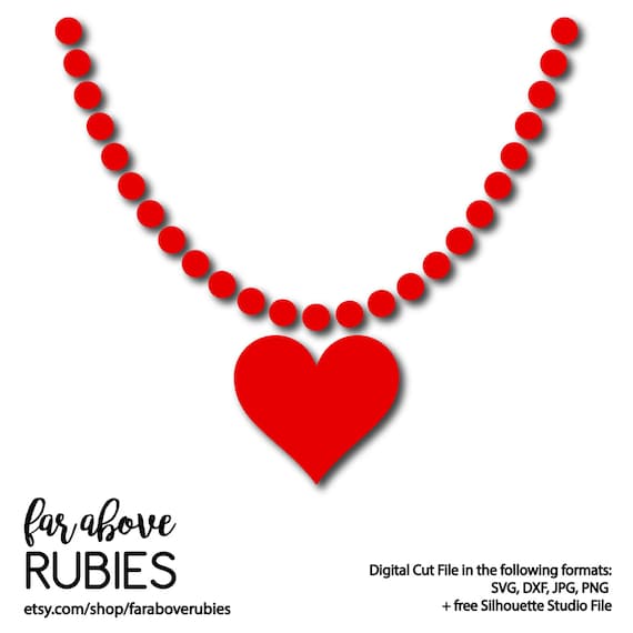Valentine's Day Heart Bead Necklace SVG DXF png jpg