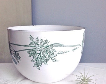 RESERVED for Kitty & Patrick SALE! Mid Century Finel Hackman Arabia Herb Enameled Bowl / Mod Finland 1960s Kaj Franck Anthriscus Cerefo