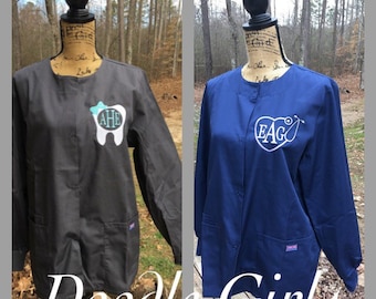 Monogrammed Lab Coat. Monogrammed Lab Jacket. Dental tooth OR nursing stethoscope. Product ID4350