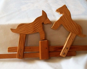 Vintage Wooden Animals, Handcrafted Wood Toy Animals, Fighting Goats, Goats