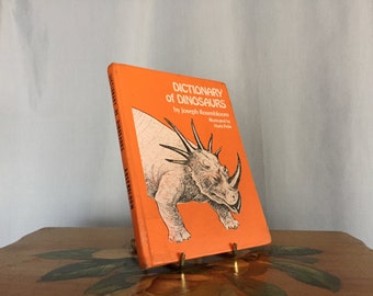 Dinosaurs Dictionary Vintage Children's Book 1980 Orange White Hardcover School Library Book