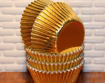 NEW - Mini Gold Foil Cupcake Liners (Qty 50) Mini Gold Foil Baking Cup, Mini Gold Cupcake Liner, Mini Gold Baking Cups, Mini Cupcake Liners