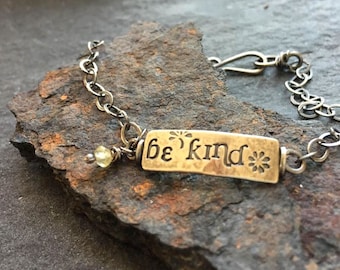 simple truths - be kind - sterling silver and chrysoberyl