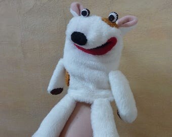 Bull terrier - simple plush moving mouth hand puppet
