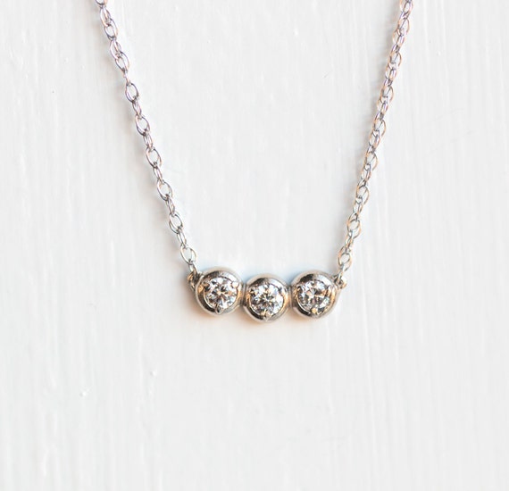 Diamond Trio Necklace in Solid 14k Gold // by MelanieCaseyJewelry