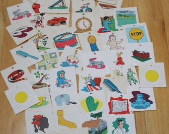 Vintage Pegboard Picture Cards Ideal School Supply 174 Picture cards