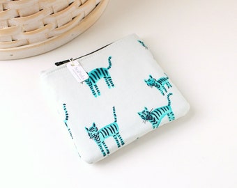 Teal Tigers Coin Purse Teal Change Purse Tiger Gift Card Holder