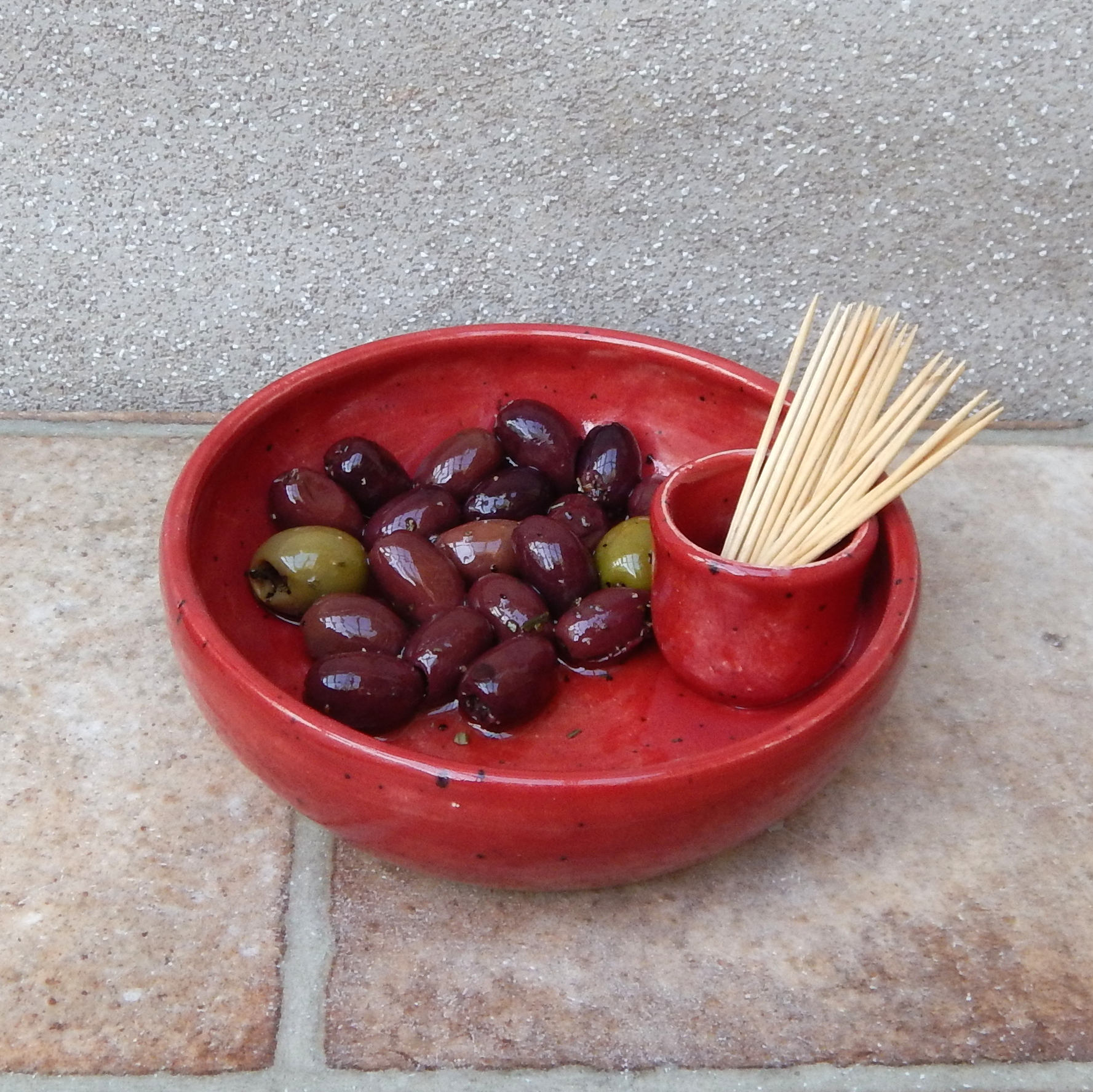 Olive serving dish hand thrown bowl hors d'oeuvres pottery