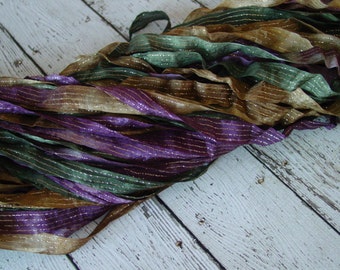 NeW dye batch - Hand dyed ribbon - OLD WORLD half inch dazzle ribbon, 5 yards