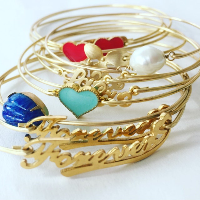 Bangle Charm Bracelets Gifts Personalized by FrostedWillow