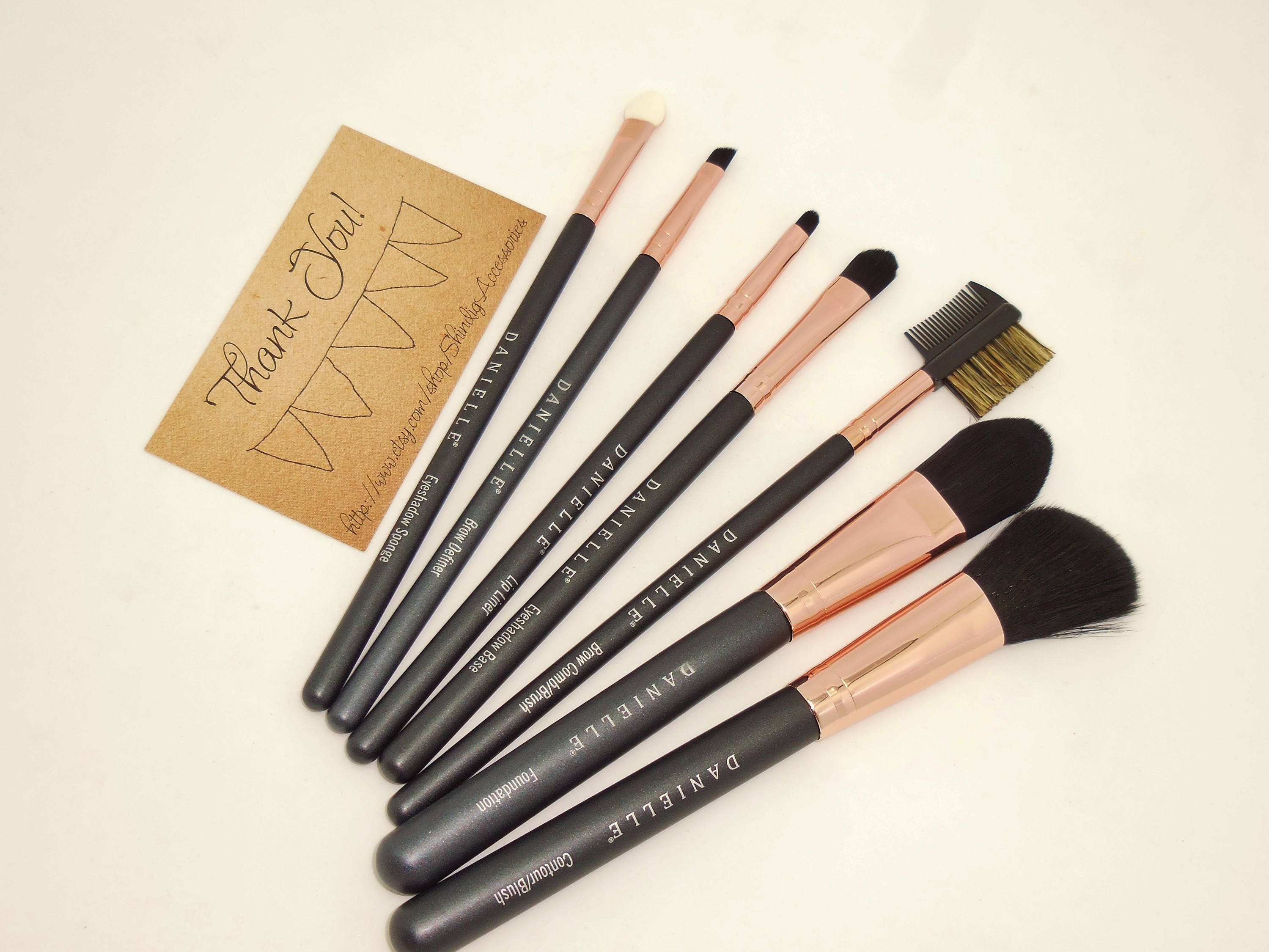 Brush Pouch Roll Kit with 7pc Vibrant Rose Gold Foundation Brush Make