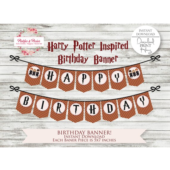 Harry Potter Birthday Banner Happy Birthday Banner