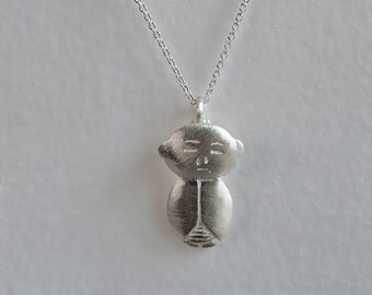 Silver Jizo Pendant, Jizo Necklace, Silver Buddha Jewelry, Buddhist Jewelry, Meditation Jewelry, Spiritual Necklace, Buddha Accessories