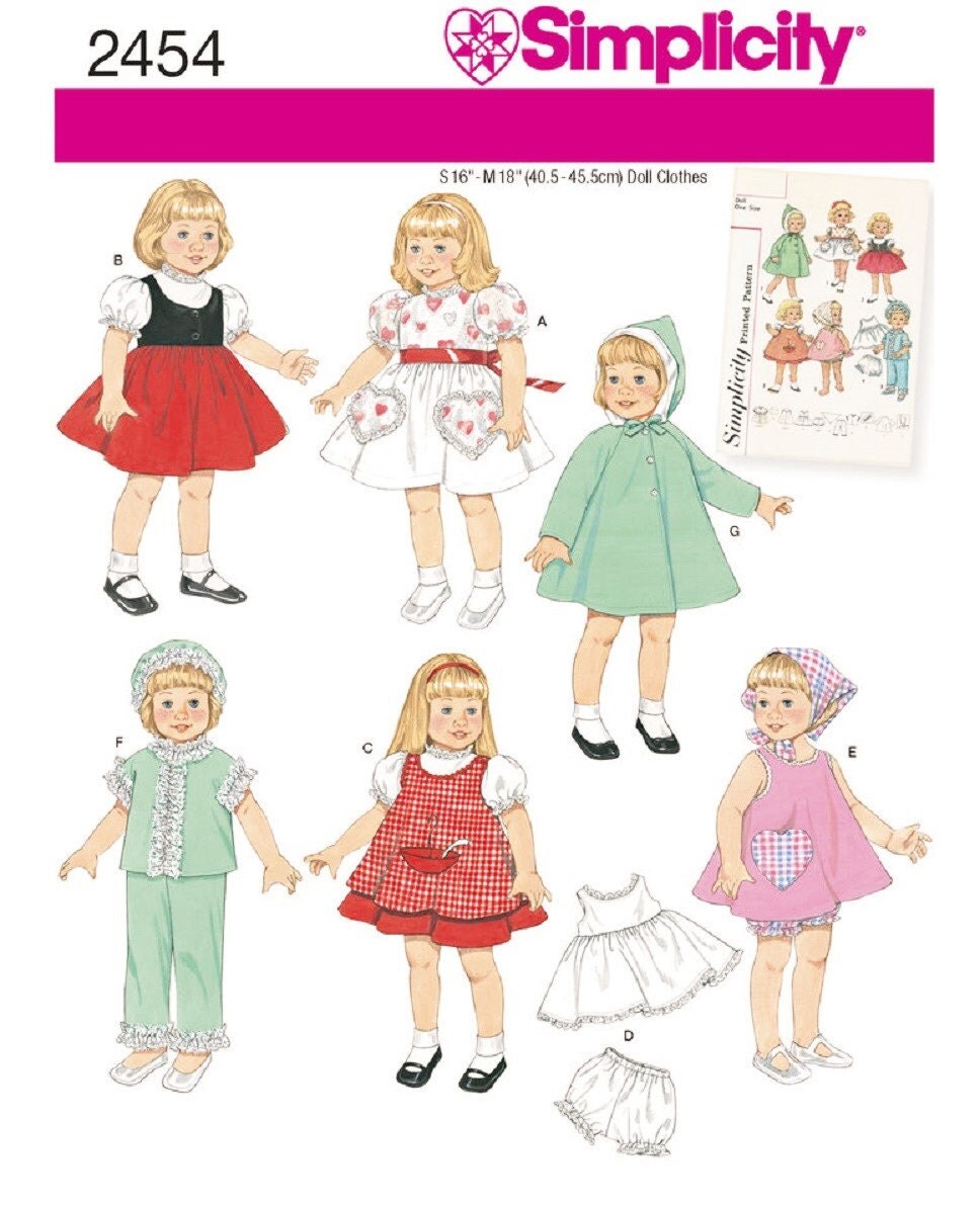 Doll Clothes Pattern with Vintage Style 16 inch Doll Clothes