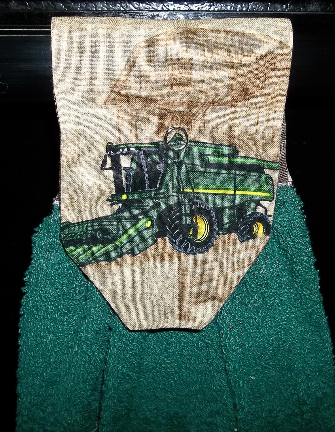Hanging Kitchen Towels John Deere Combine Top by CedarPlus