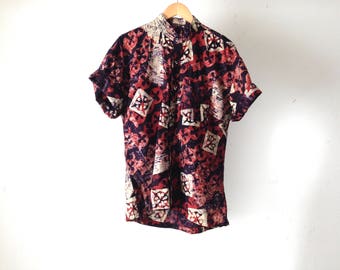 point break SURF print 80s 90s HAWAIIAN cotton short sleeve shirt