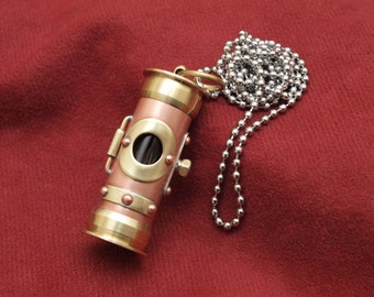 Steampunk jewelry, stash necklace, copper and brass boiler
