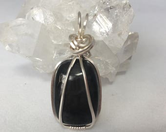 EMF Protector - Wire Wrapped Shungite Pendant